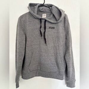 Gray Hoodie with Black Drawstrings